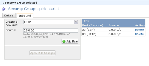 Setting up security group ports